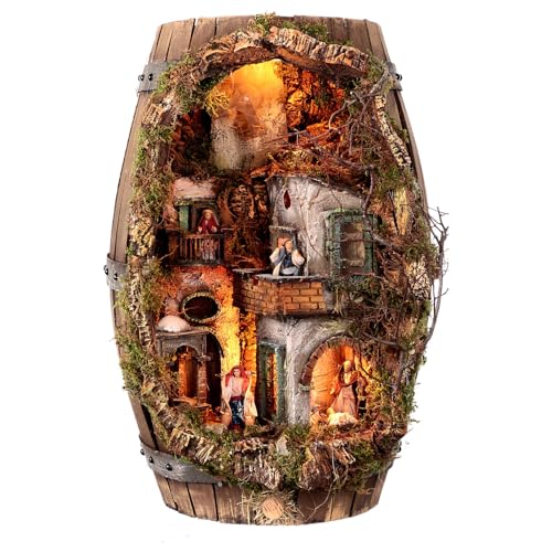 Holyart Barrel Windmill Nativity LED Statue 8 cm 60x35x25 cm Neapolitan, EmptyDepth: 25 cm|Width: 35 cm|Height: 58 cm