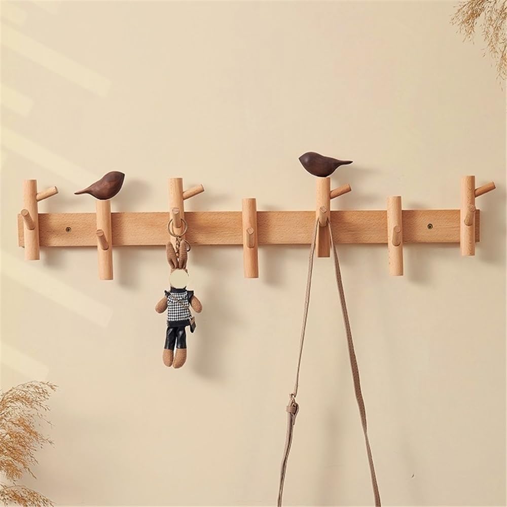 Gain de place Porte-manteau mural en bois créatif for porte d'entrée de salon, porte-manteau, porte-clés, crochets for chapeaux(Grand)
