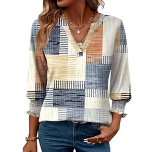 LOMON Women’s 2025 Fashion Tops 3/4 Length Sleeve Business Casual Blouses Summer Tees Shirts