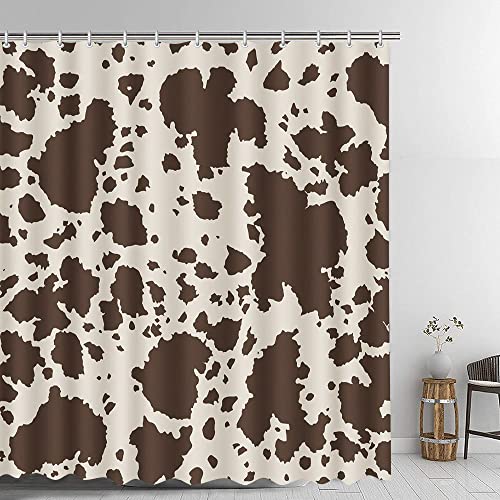 Aibiin Highland Cow Shower Curtain Set Brown Highland Cow Print Shower Curtain Funny Farmhouse Bathroom Decor Polyester Fabric With 12 Plastic Hooks 72X72 Inch #TOP1