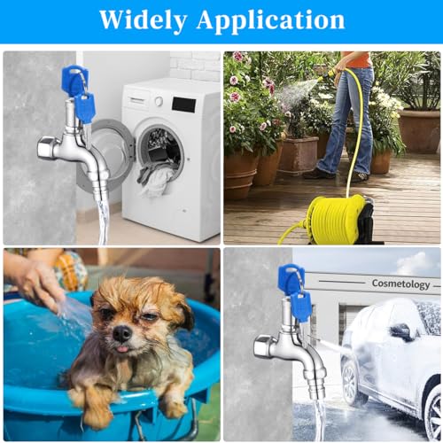 Image of HASTHIP Outdoor Faucet Lock System Stainless Steel 1 /2 inch Faucet with Integrated Lock & 2 Keys, Universal Connection, Secure Outdoor Watering System for Kitchen, Bathroom, Garden, Commercial Use