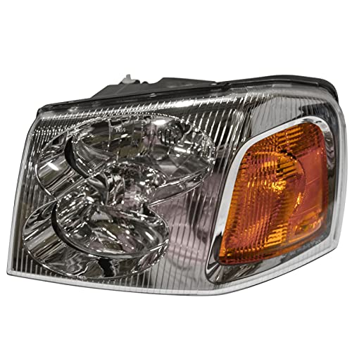 Image of TRQ Driver and Passenger Side Headlight Assembly Set Chrome Housing Compatible with 2002-2009 GMC Envoy 2002-2006 GMC Envoy XL 2004-2005 GMC Envoy XUV