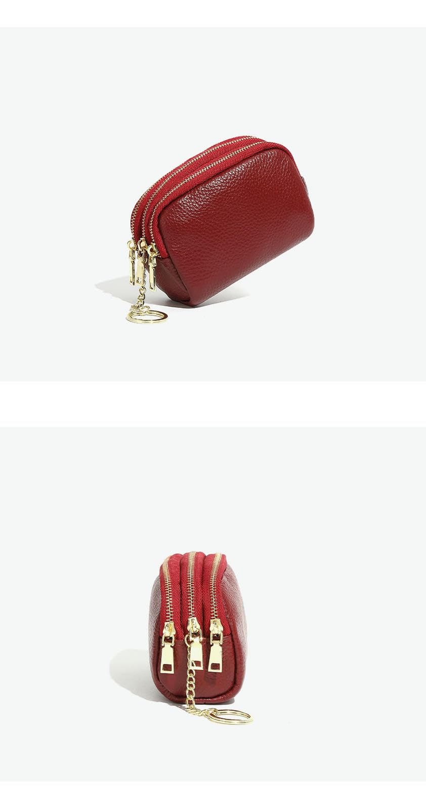 Portafoglio Mini Portamonete in Pelle con Pochette Portamonete, Portachiavi Multifunzionale alla Moda per Donna-Nero
