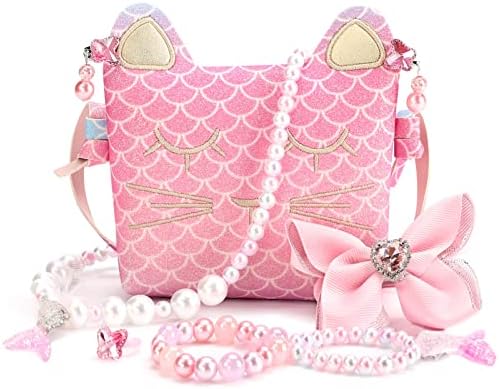 mibasies Purse for Little Girls Dress Up Jewelry Pretend Play Kids Accessories Mermaid Gifts