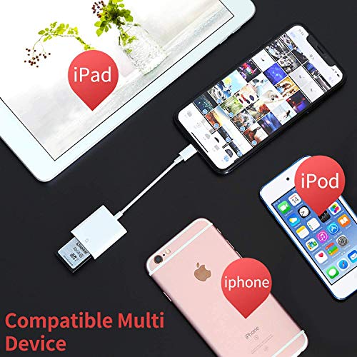 Apple Mfi Certified Lightning To Sd Card Camera Reader For Iphone Ipad, Veetone Sd Card Reader Memory Card Reader Trail Camera Viewer Sd Card Adapter For Iphone 12/11/Xs/Xr/X/8/7/Ipad, Plug And Play #TOP3