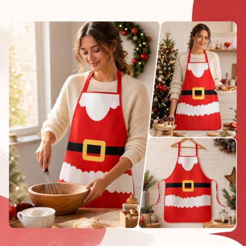 Santa Claus Style Cute Christmas Aprons for Women Men Adult Bibs 29×24'' - image 5