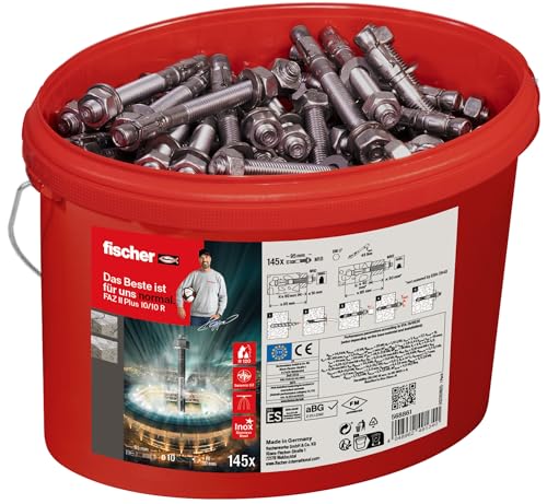 Image of fischer FAZ II Plus 10 /10 R Bolt Anchor in Bucket, Heavy Duty Anchor with High Load Capacity, Anchor Bolt for Fixings Heavy Loads and Steel Structures, Stainless Steel, Seismic & ETA Approval