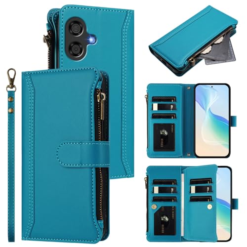 Compatible with Coolpad Cool 40i Case Cover,with Wrist Strap,Compatible with Coolpad Cool 40i PU Flip Leather Wallet Style Cell Phone Protective Case Lake Blue