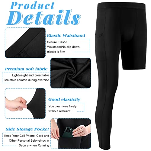 Hercicy 2 Packs Men's 3/4 One Leg Compression Tights Unisex Leggings Athletic Base Layer for Basketball Sports2