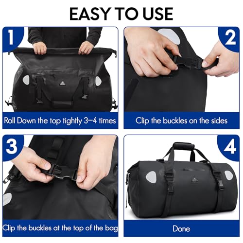 Haimont Waterproof Duffel Bag Roll-top Dry Duffel Bag with Quick-fixed Straps for Motorcycling, Rafting, Boating, SUP, Kayaking, Travel,50L by Haimont - Image 5