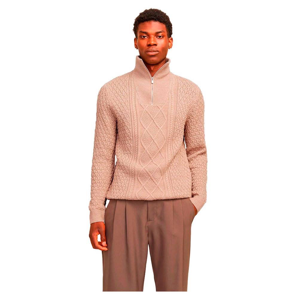 JACK & JONES Male Cardigan with Quarter Zip Plain Cardigan with Quarter Zip