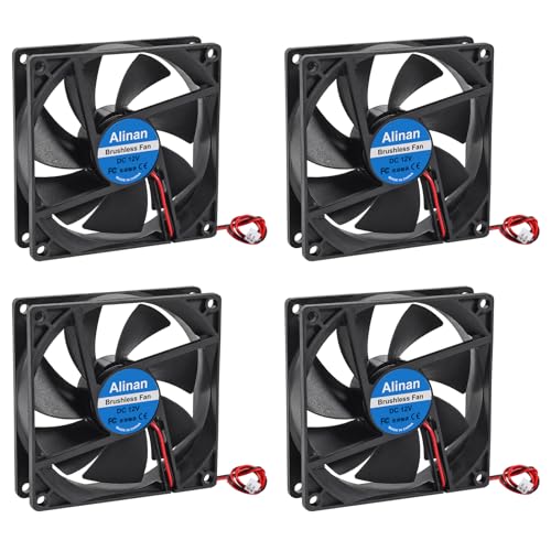 Alinan 9225 12V Lüfter 92x92x25 Mm | 4 Stück, Gleitlager, 3000 U/min – Für 3D-Drucker & PC-Kühlung