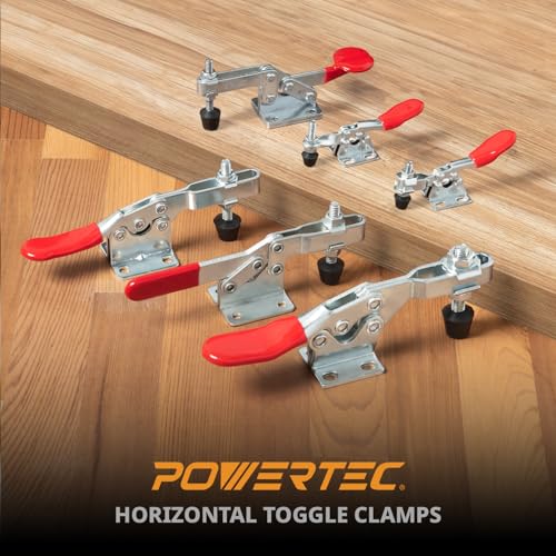 Image of POWERTEC 8PK Small Toggle Clamp, 60 lbs Holding Capacity, 201A Quick Release Horizontal Clamps for Woodworking Jigs and Fixtures, Welding, Drill Press, Table Saw Sled, Tool Boxes (20329-P2)