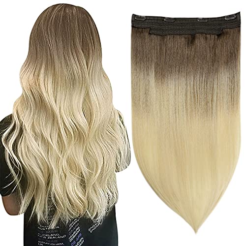 Remy Hair Extensions Clip in Human Hair 18 inch 80 gram Brown Fading to Blonde Real Hair Clip in Extensions Remy Hair Clip in Extensions One Piece