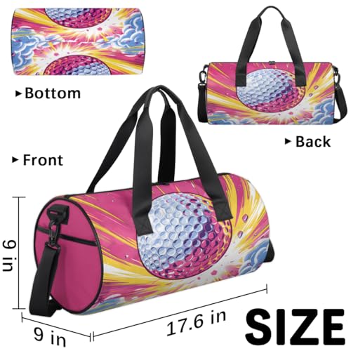 Glittering Golf Round Barrel Sports Fitness Bag, Red Travel Luggage Bag, Reusable Handbag, Suitable For Men and Women3