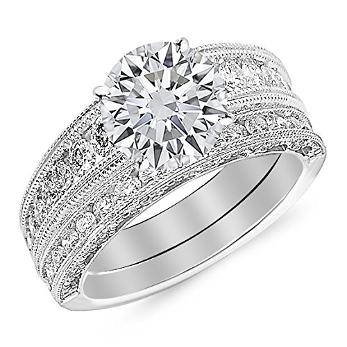 1.6 Carat 14K White Gold Antique/Vintage Style Channel Set Round
