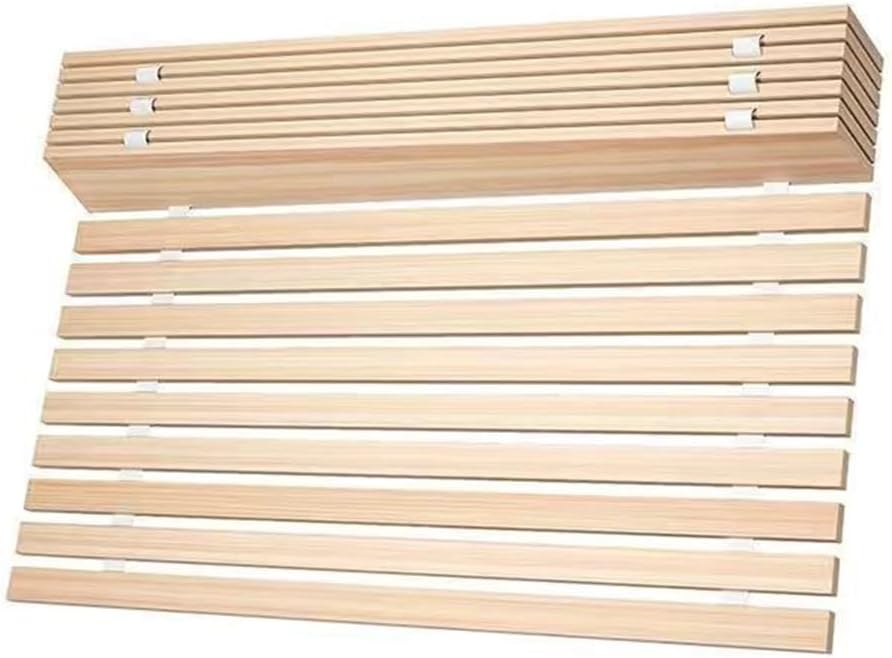 Japanese Floor Mattress, Roll-Up Foldable Bed Slats for Supportive Bed Frame, Heavy-Duty Wood, Breathable Comfort for Improved Sleep and Back, Queen/King/King Size,A 120x200cm