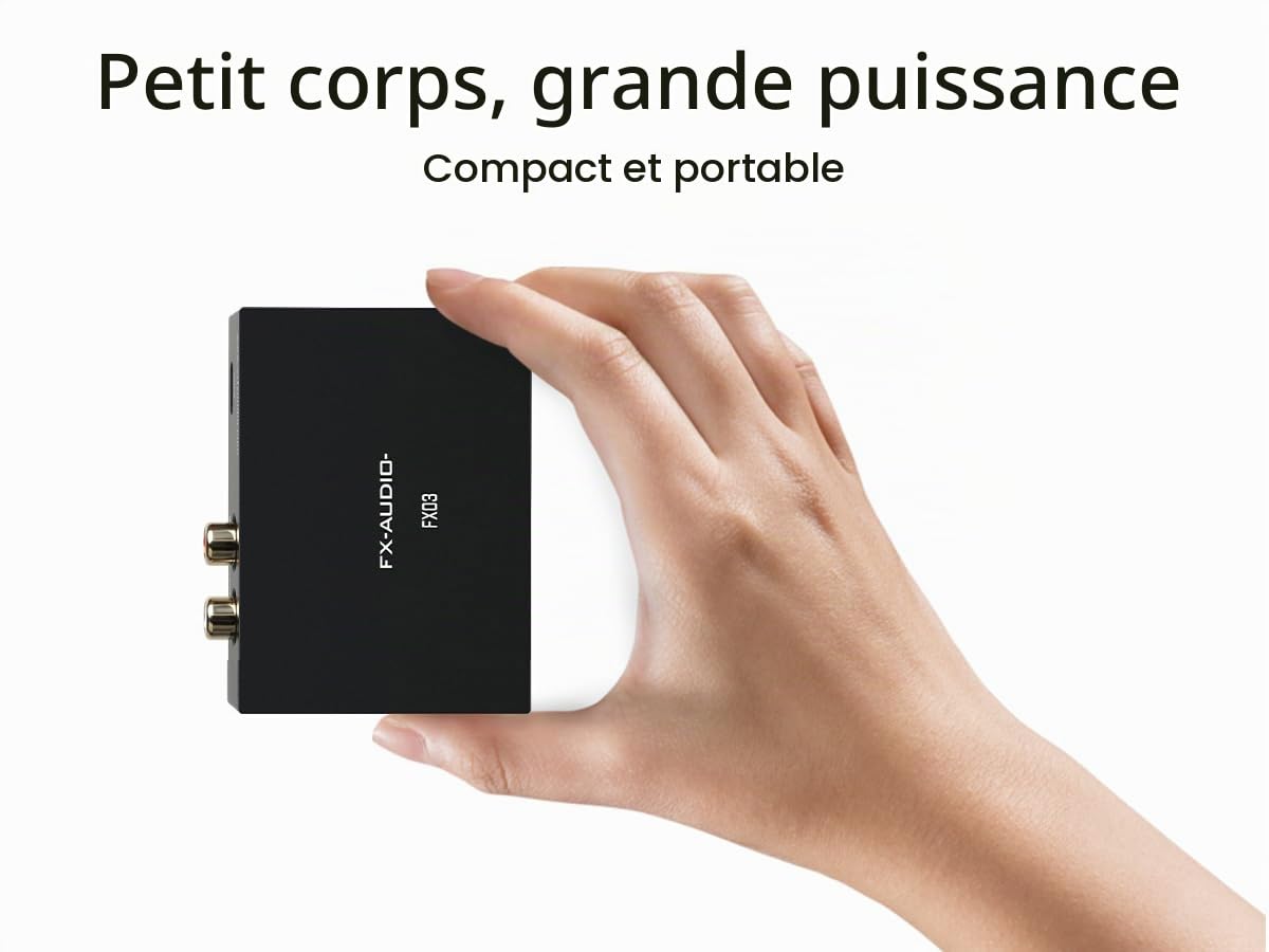 FX-Audio- FX03 Convertisseur audio numérique vers analogique 384 Khz DAC USB-C vers RCA compatible DSD 256 PCM 32 bits pour décodeur, téléphone portable, ordinateur, machine de jeu