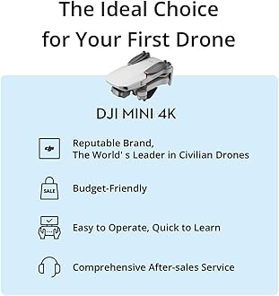 DJI Mini 4K, Drone with 4K UHD Camera for Adults, Under 249 g, 10km Video Transmission, Auto Return, Wind Resistance, 1 Battery for 31-Min Max Flight Time, Bundle with 64gb SD Card and Landing Pad