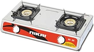 Nikai Double Gas Burner with Auto Ignition System, Blue Flame with High Efficiency, Stainless Steel Body, Full Safety Features - NG842SFN2 years warranty