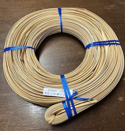 250 Feet Wide Binder Cane 6mm Half Hank, Used for Seat Weaving, Stone Wrapping and Other Projects. Natural Rattan Product, Various Lengths.
