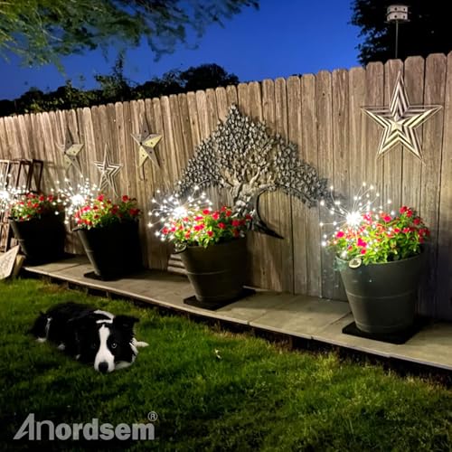 Image of Anordsem Solar Fireworks Lights Outdoor:Garden Lights Waterproof for Outdoor Use - LED Starburst White Lighting Patio Pass Decoration Pack of 8 - Gardening Gifts for Women,Moms,Homecomers
