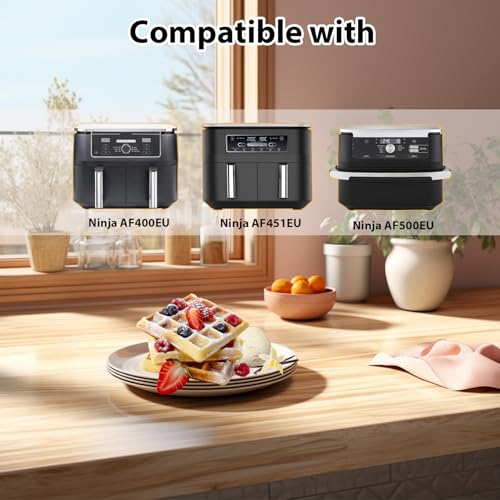 Pack of 2 Silicone Belgian Waffle Moulds, Belgian Waffles Accessories Compatible with Ninja Dual AF400EU, AF451EU, and SL400EU, for Ninja Airfryer Waffle Accessories