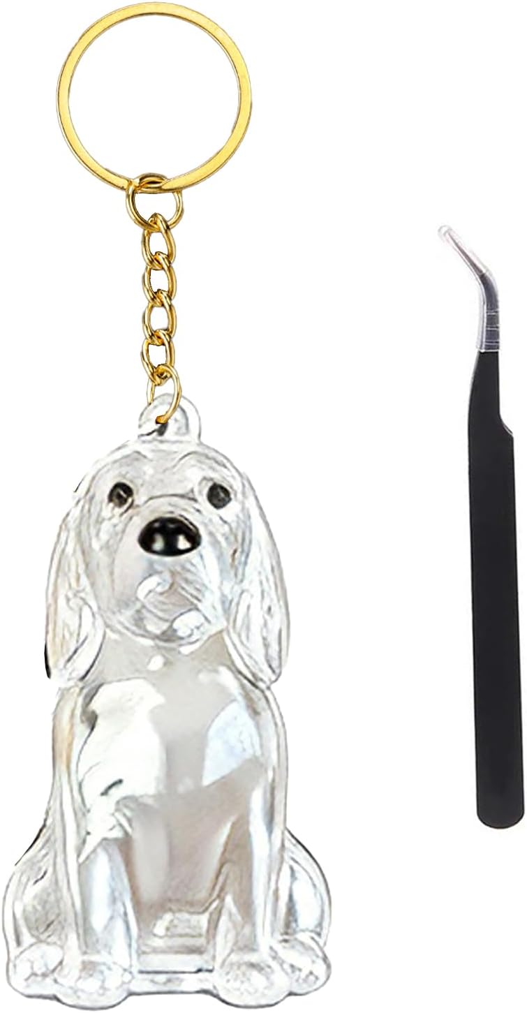 3D Clear Pet Hair Keepsake Keychain, Transparent Dog Fur Collector Storage