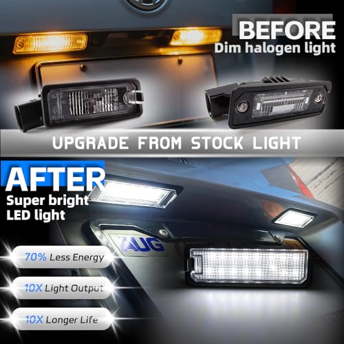 NSLUMO 2 weiße LED-Nummernschildbeleuchtung für Golf IV, V, VI, VII, Polo III, IV, V, Passat B7, B8, CC, Beetle, Lupo, Ibiza, Leon, Exeo, Altea, Canbus Led hintere Tag-Lampen