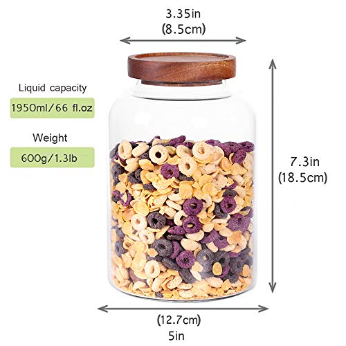 Leaves And Trees Y Thicken Glass Storage Jar, Food Storage Container/Canisters With Airtight Wooden Lid For Tea, Coffee, Honey, Cacao Powder,Bpa Free Perfect As A Cereal Dispenser (7.6Inch 2Pcs) #TOP1