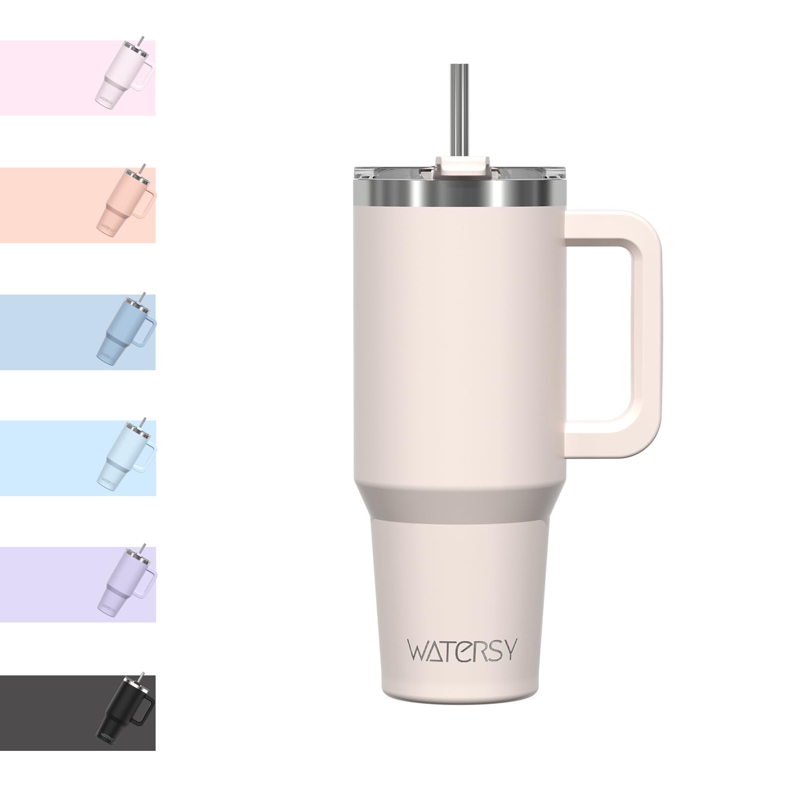 WATERSY Travel Mug Coffee Cup 30oz Tumbler Straw Lid and Handle