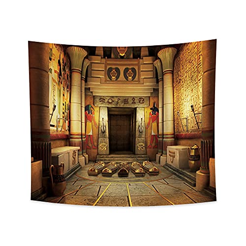 Haoyiyi 180x160cm Ancienne Égyptienne TapisserieSphinx Anime Motifs ethniques Scène d'intérieurMythologie tenture murale vintage art abstrait tapisserie murale motifs symétriques chambre décoration