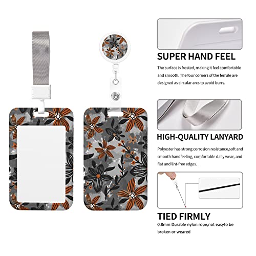Eobklax Id Badge Holder With Lanyard And Retractable Badge Reel Clip,Abstract Striped Flowers Card Name Tag Lanyard Vertical Id Protector Badge Clips For Nurse Teacher Women Gifts #TOP2