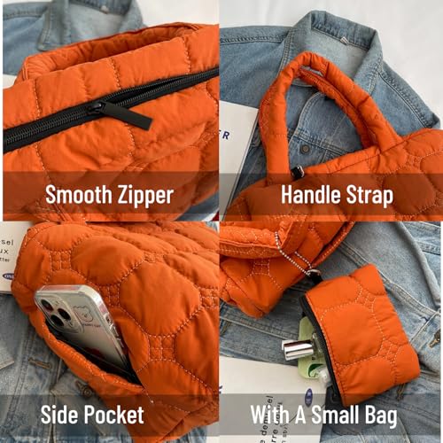 Puffy Tote Bag Padded Puffer Lattice Handbags for Women Large Quilted Shoulder Bag Padding Trendy Luxury Bag4