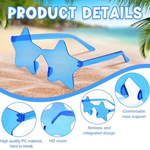 8/12/24/36/48 Pack Star Sunglasses Bulk Colorful Rimless Star Glasses Transparent Candy Color Sunglass for Adult Kids3