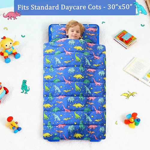 Image of Toddler Nap Mat for Preschool 50''x30'' Sleeping Mat with Removable Pillow and Minky Blanket for Kids Ages 3-7 Roll Up Soft Sleeping Bag for Boys Girls Kindergarten Daycare Sleepover