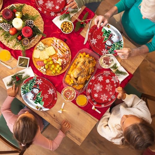30 PCS Christmas Oval Paper Plates, Large 9" x 11" Disposable Serving Platters, Snowman & Snowflake Holiday Plates for Xmas Parties, Winter Events & Festive Table Decor – Image 7