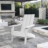 Resin TEAK Modern Adirondack Chair, Premium All Weather Outdoor Patio Furniture, 21 Inch Wide Seat,