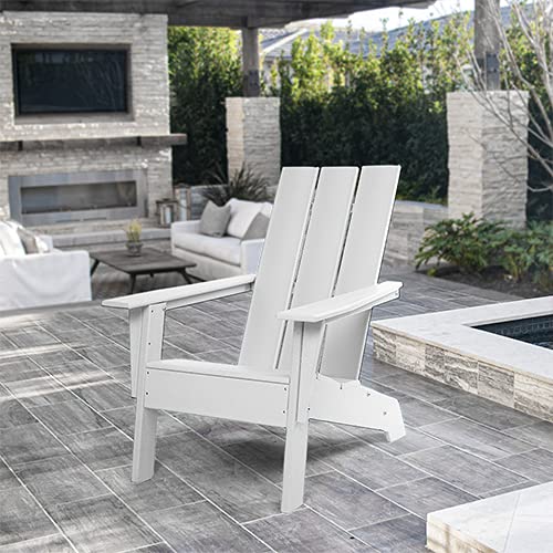 Resinteak Adirondack Chair, Outdoor Patio Furniture For Fire Pit, Yard, And Deck, Poly Lumber Finish, Modern Collection (White) #TOP1