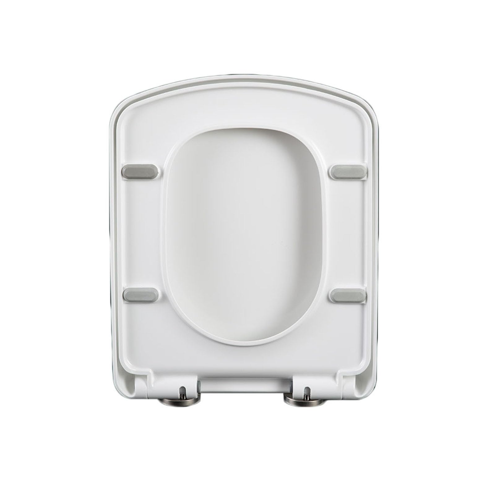 Asiento de inodoro cuadrado de cierre suave con bisagras ajustables de fácil liberación rápida, fácil instalación, asiento de inodoro blanco de cierre suave, 355 x 430 mm
