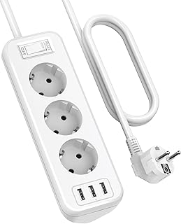 Gesponserte Anzeige – 3 Fach Steckdosenleiste mit 3 USB, SUDEERY Multifunktionale Verteilersteckdose Ecksteckdose mit Scha...