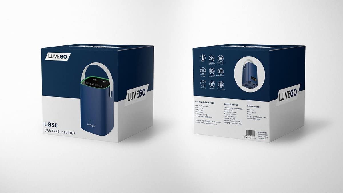 Luvego Mini Compresseur - Compresseur à Air Portatif, Multifonction avec Divers Accessoires, Compact, Batterie Intégrée