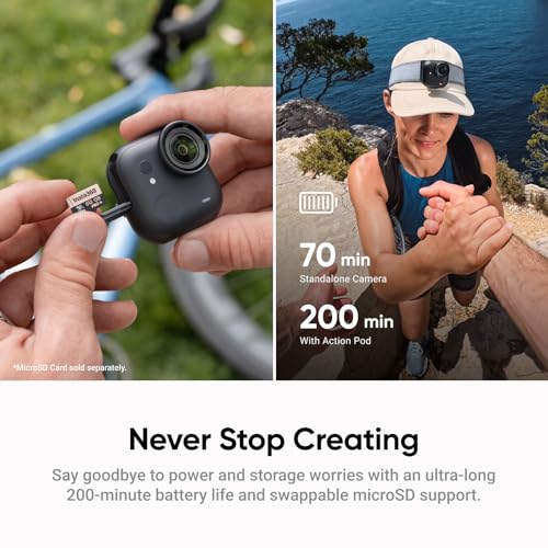 Image of Insta360 GO Ultra Premium Cycling Bundle - Small 4K Vlogging Camera, Hands-Free, POV Cam, 1 /1.28 inch Sensor, 53g Lightweight, 156 FOV, 200 Min Battery Life, Magnetic Wearable Action Camera for Sports