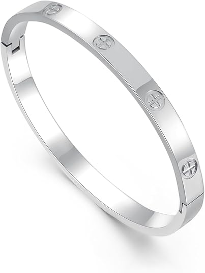 Friendship Love Bracelet for Women - 18K Gold Plated Titanium Steel Cuff Bangle | Cubic Zirconia Jewelry Gift, Simple & Durable Everyday Wear (S/M/L Size)