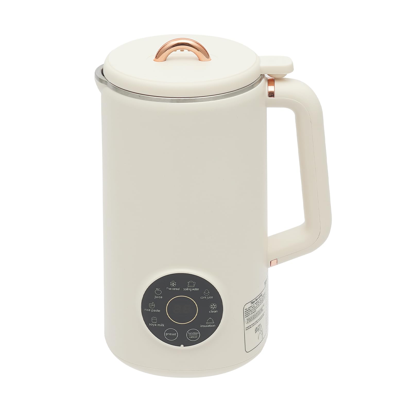 Macchina per latte di soia & macchina per latte di noci, 1000ml Preparatore di latte vegetale Preparatore di latte di noci Autopulente Funzione di isolamento termico, Macchina per latte di soia