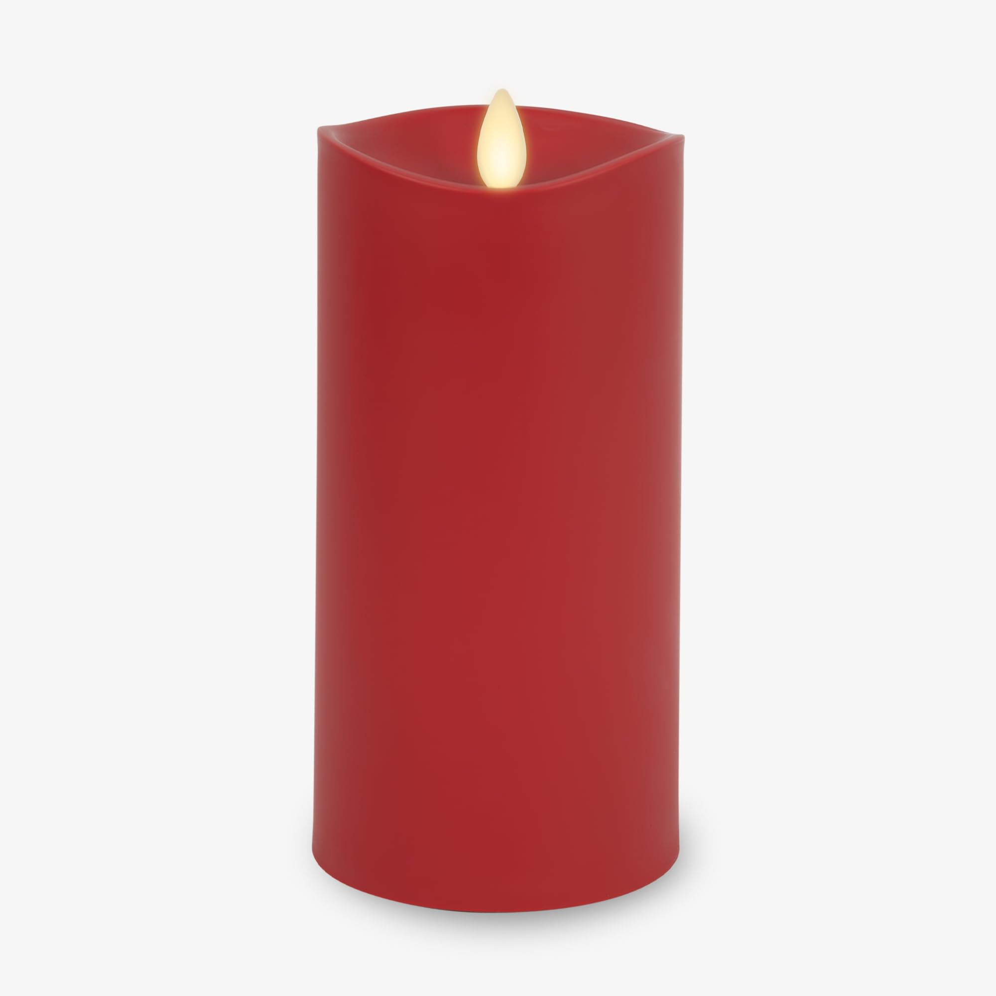 Luminara Outdoor Flameless Candle - 7 Inch Cherry Red LED Pillar With Moving Flame Effect