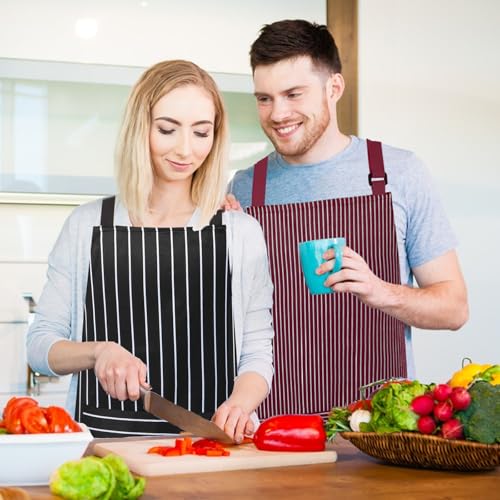 Image of VALOME 2 Pack Kitchen Aprons, Apron for Cooking with 2 Pockets, Unisex Adjustable Neck Strap Chef Aprons for Men Women