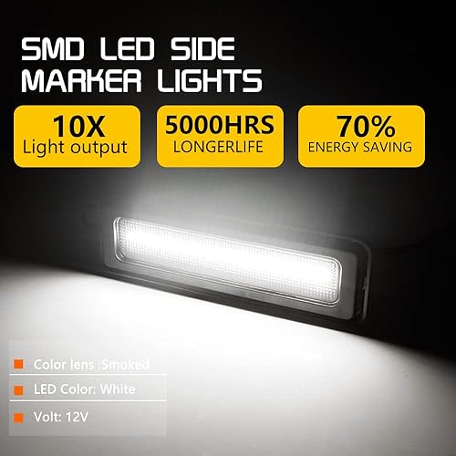 Miniatura 9 de Tonsya Para Pontiac Firebird 1982-1992, Chevy Camaro 1982-1992 Carcasas de marcador lateral de parachoques delantero de repuesto lente ahumada
