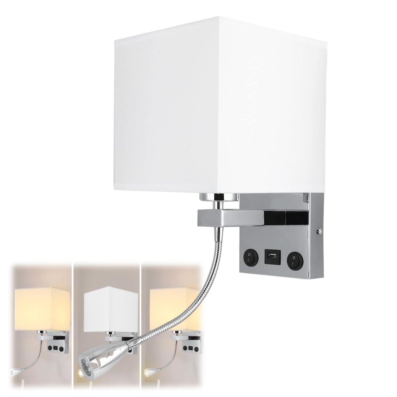 Tissting Lámpara de Pared LED con USB, Moderna Lámpara de Lectura