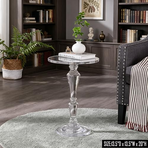 LIKENOW Furniture Acrylic Side Table, Acrylic End Table for Drinking Food,Clear Modern Small Tables for Living Room Bedroom Lobby,13.5''x13.5''x20'' High,9.48Lbs by LIKENOW - Used condition - Image 2